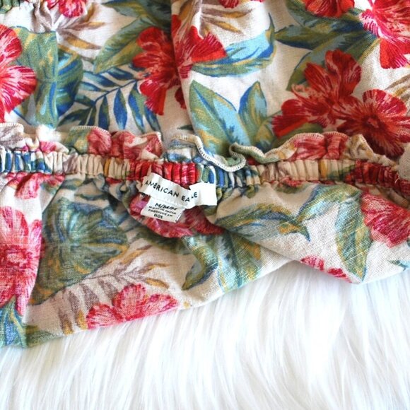 American Eagle Crossped Stretch Blouse Flower M - Picture 2 of 2